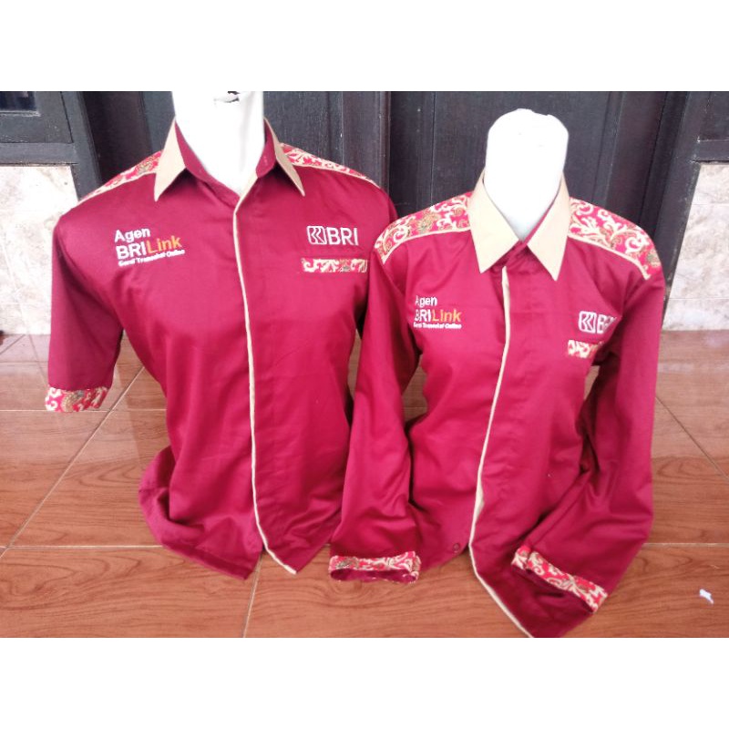 Kemeja Brilink Marun Kombi Batik