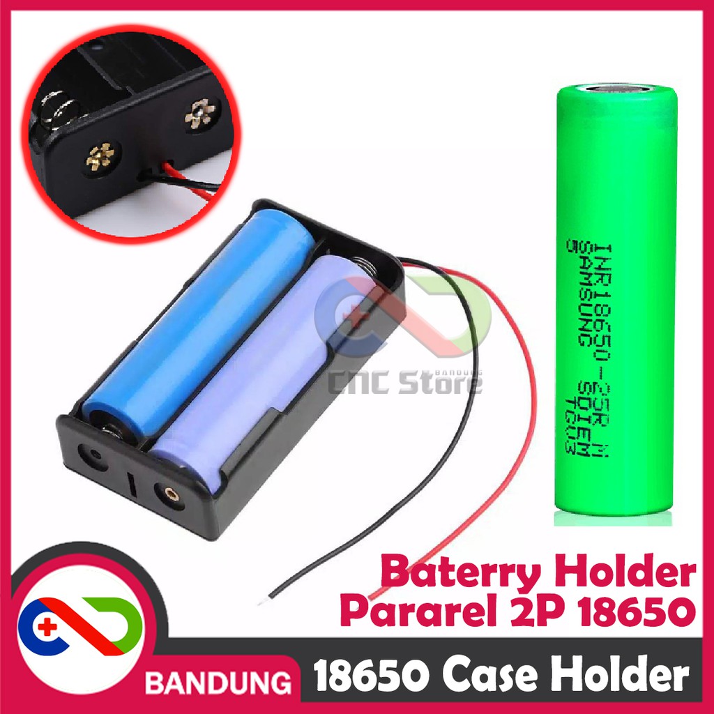 KOTAK BATERAI 18650 BATTERY HOLDER 2P 3.7V LI-ION LITHIUM