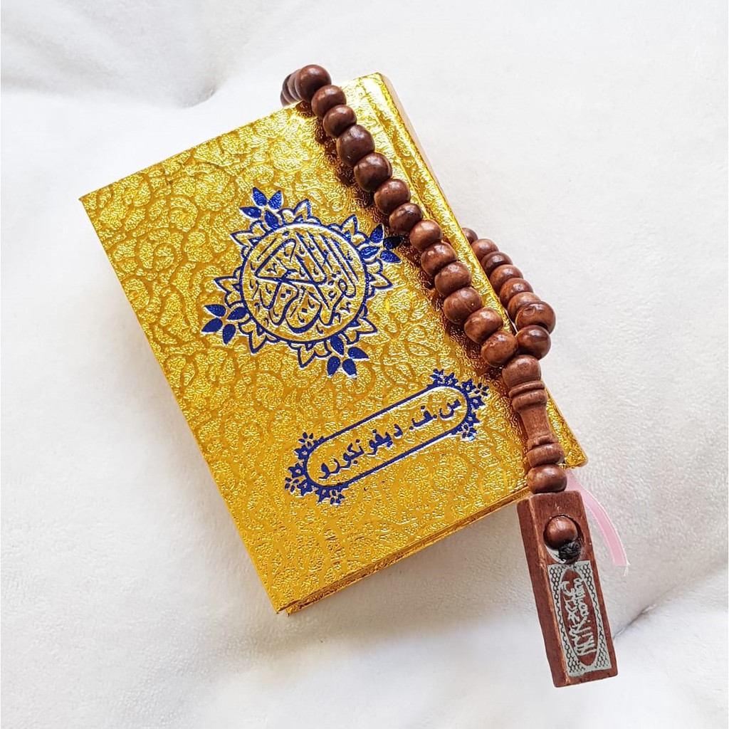 [QT] Al Quran Saku Murah Free Tasbih Cover Emas Travelling Kecil Mini