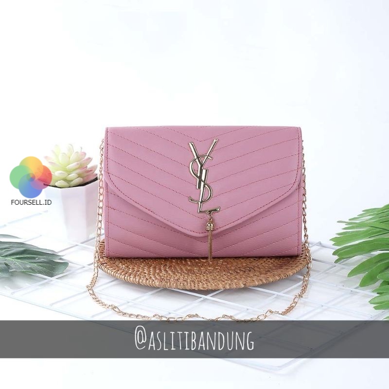 Aslitibandung - Tas Sling Bag Wanita Warna Pink Logo YSL - Tas Selempang Fancy Tas Wanita by Vexala 