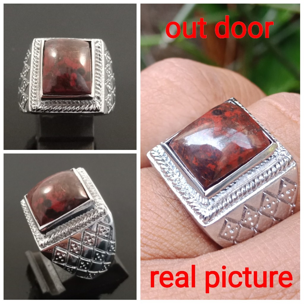 CINCIN BATU NATURAL BADAR BESI MERAH ORIGIN KEBUMEN RING KOTAK