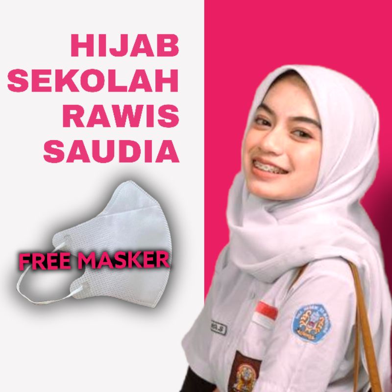 hijab sekolah segi empat putih saudia kerudung sekolah smp jilbab sekolah sma rawis