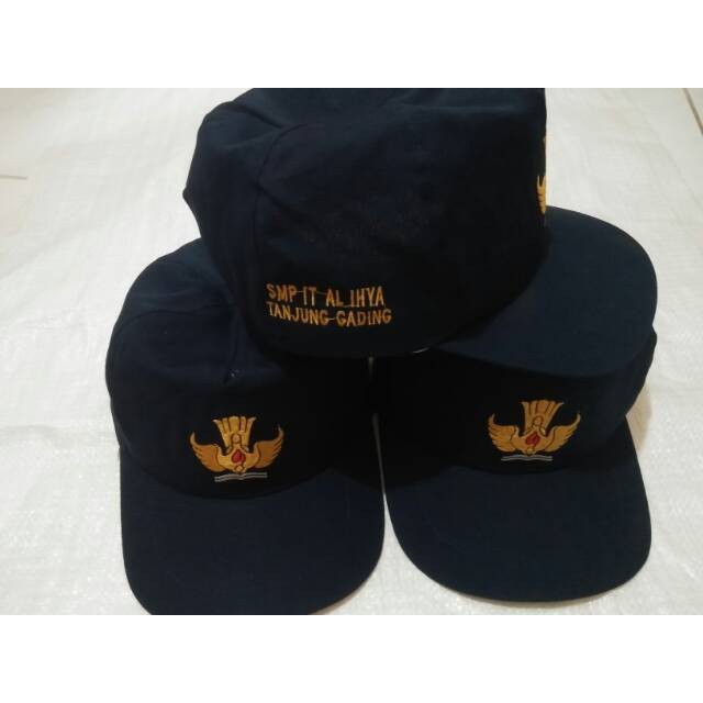 AM Promo  Topi SMP bordir logo tutwuri + identitas sekolah