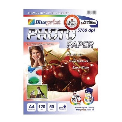 

Senikertas- Blueprint Glossy Photo Paper A4-120 Gr (Pack = 50 Sheets) -Kertas-Seni.