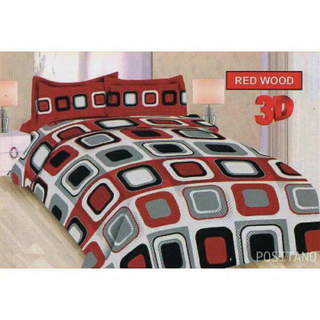 Sprei Bonita King 180 Cm X 200 Cm Corak Red Wood