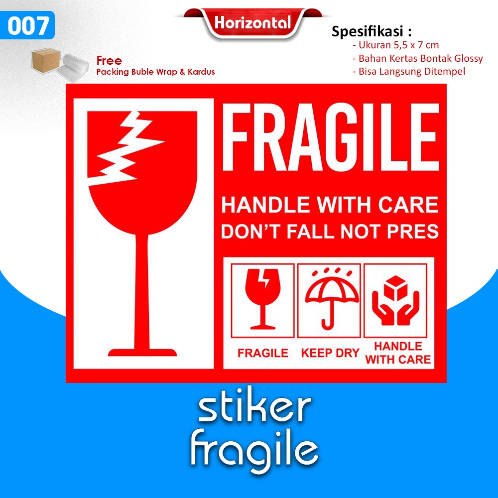 Stiker Fragile / Stiker Pecah Belah / Stiker Pengiriman Olshop / Stiker Unboxing Horizontal-5