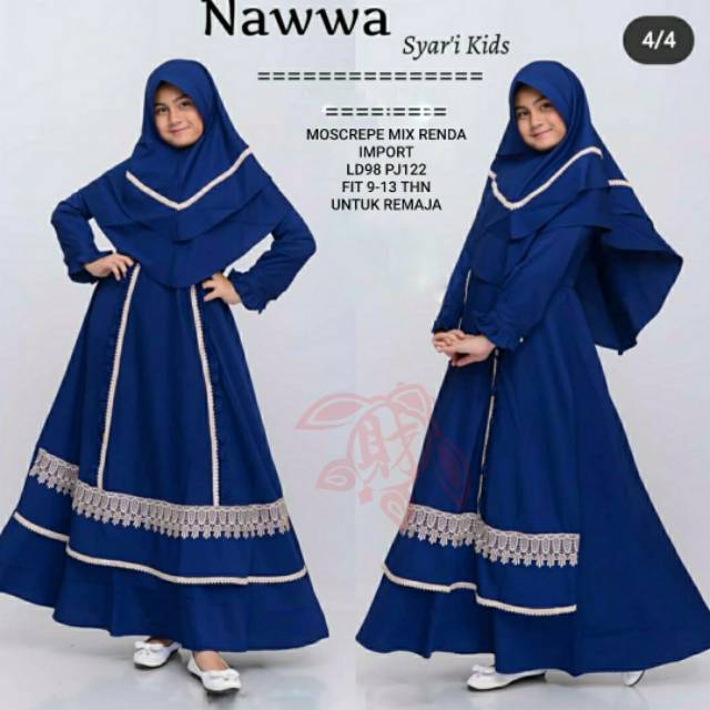 SYARI NAWWA REMAJA, Gamis perempuan, Syari Anak Perempuan, Syari Muslim, Gamis Remaja