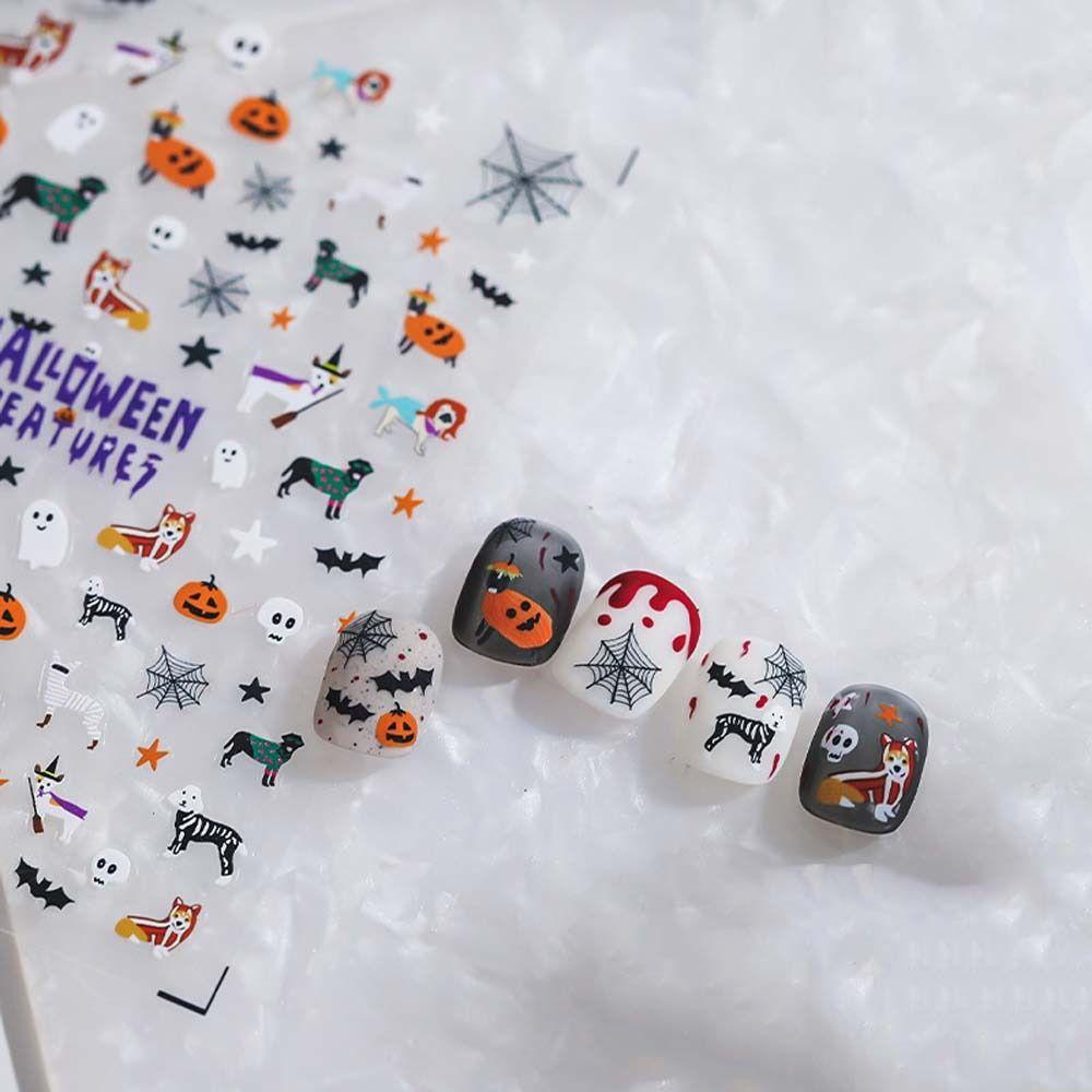 Mxbeauty Halloween Stiker Kuku Fashion Zombie Hantu Spider Nail Art Dekorasi