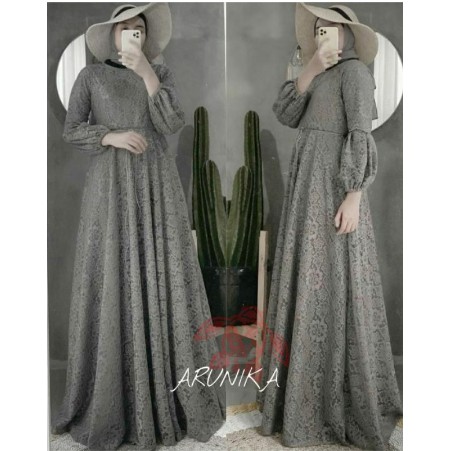 ( NEW ARRIVAL) LAUDYA DRESS full brokat-GAMIS SYARI BRUKAT KHALILA ( 1KG 2PCS )-FULL BRUKAT