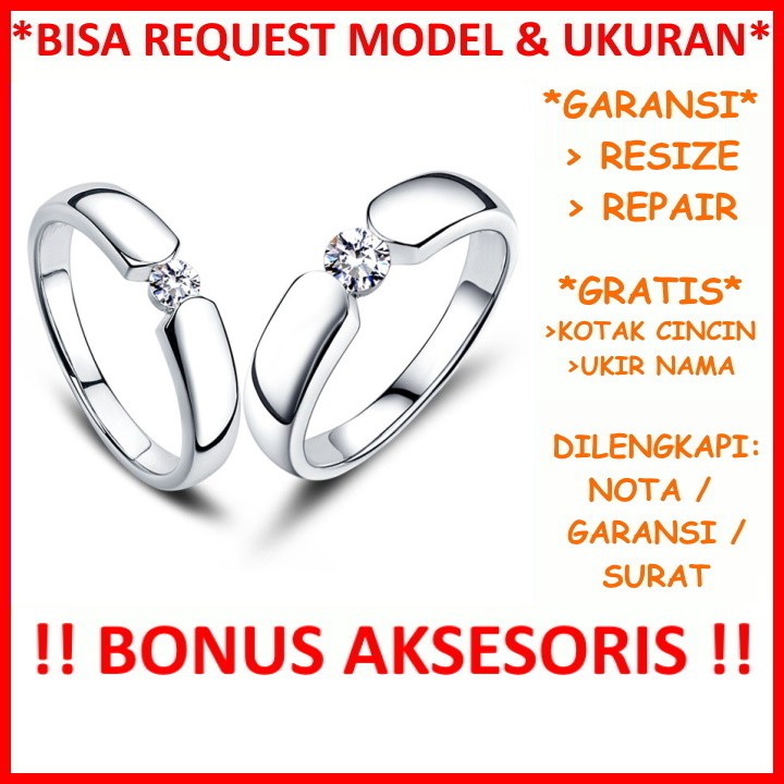 Gratis Ukir Nama Bisa Pesan Model Garansi Platina Asli Cincin Tunangan Platinum Couple Kawin ID224