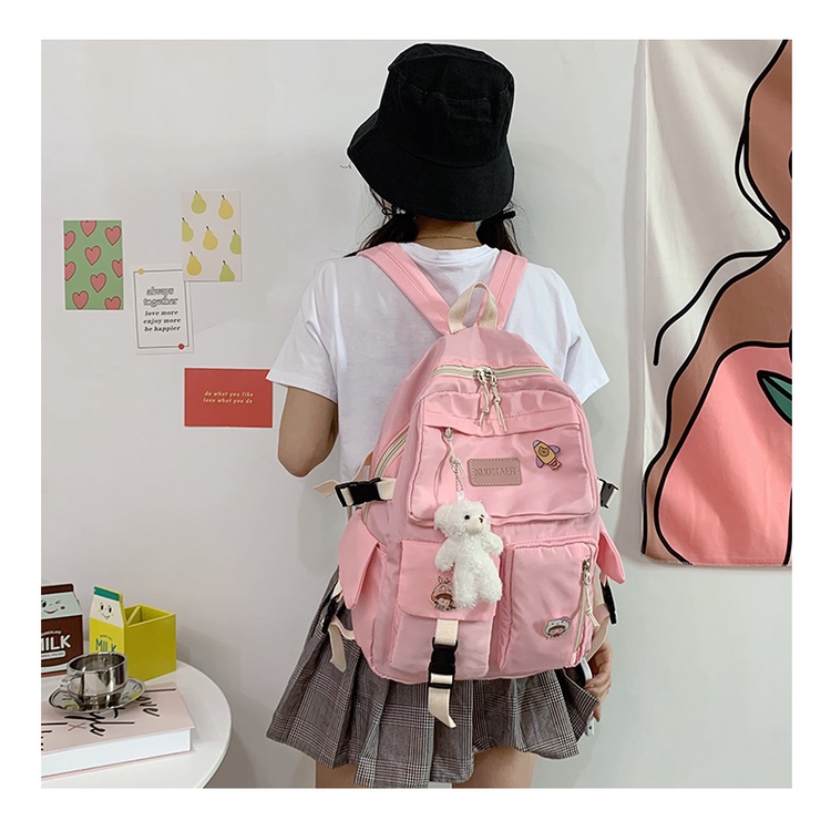 WYK114 Tas Ransel Wanita Pria Sekolah Kuliah Polos Backpack School Impor TKM