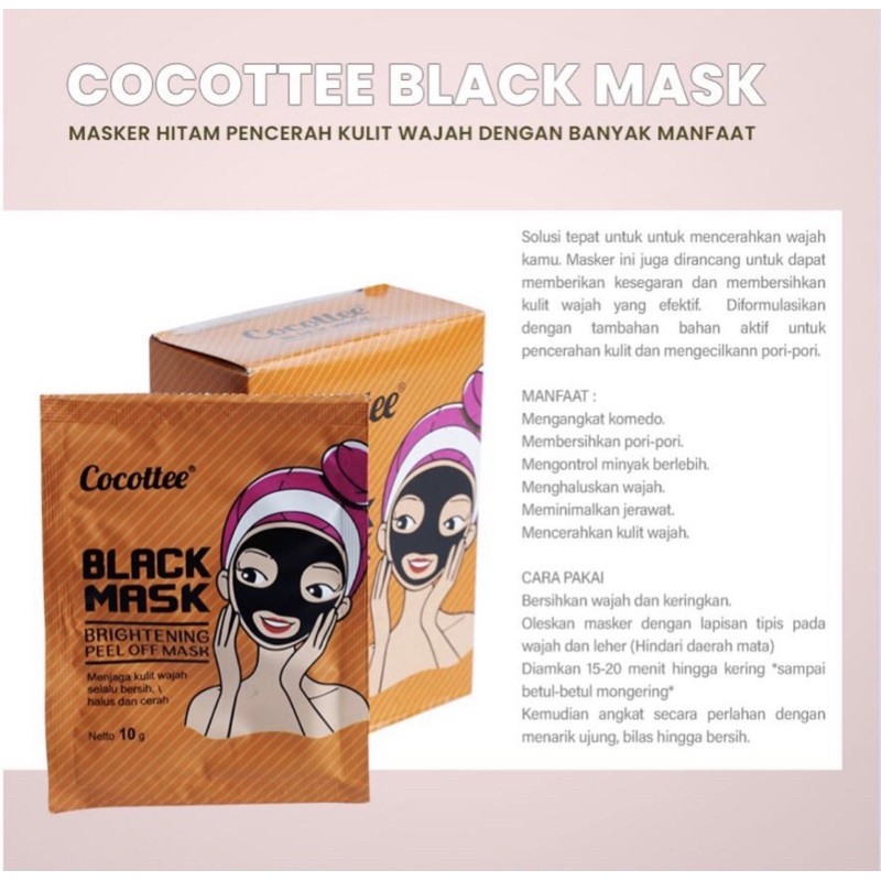 Sachet Cocottee Black mud Face Mask BPOM / Brightening Peel Off Mask (1 pcs)