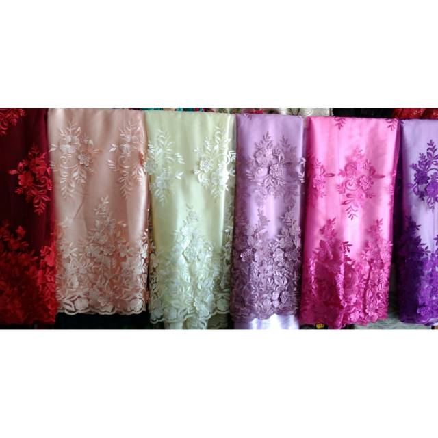 Tule tile tulle tille  aplikasi 3D, brokat murah termurah