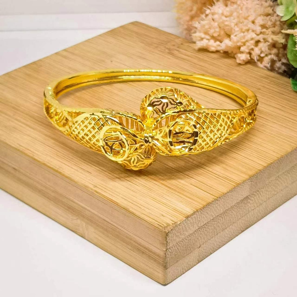 Gelang Kendari Wanita Motif Bunga Perhiasan Dubai Lapis Emas 24K Gold Fashion Xuping