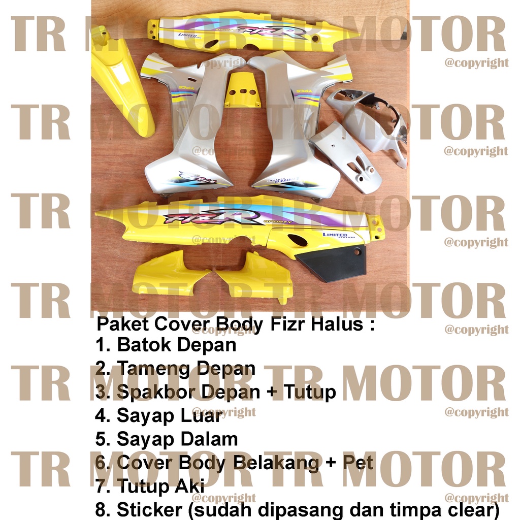 Cover Body Fizr F1zr Limited Edition Kuning Silver Full Set Halus Cover Bodi Yamaha Fiz r
