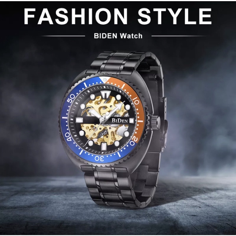 BIDEN Jam Tangan Pria Automatic Homage Turtle Ocean Black Luxury