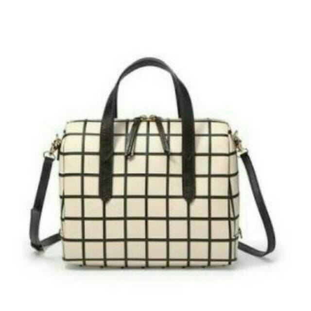Fossil sydney satchel ss grid tas ori authentic