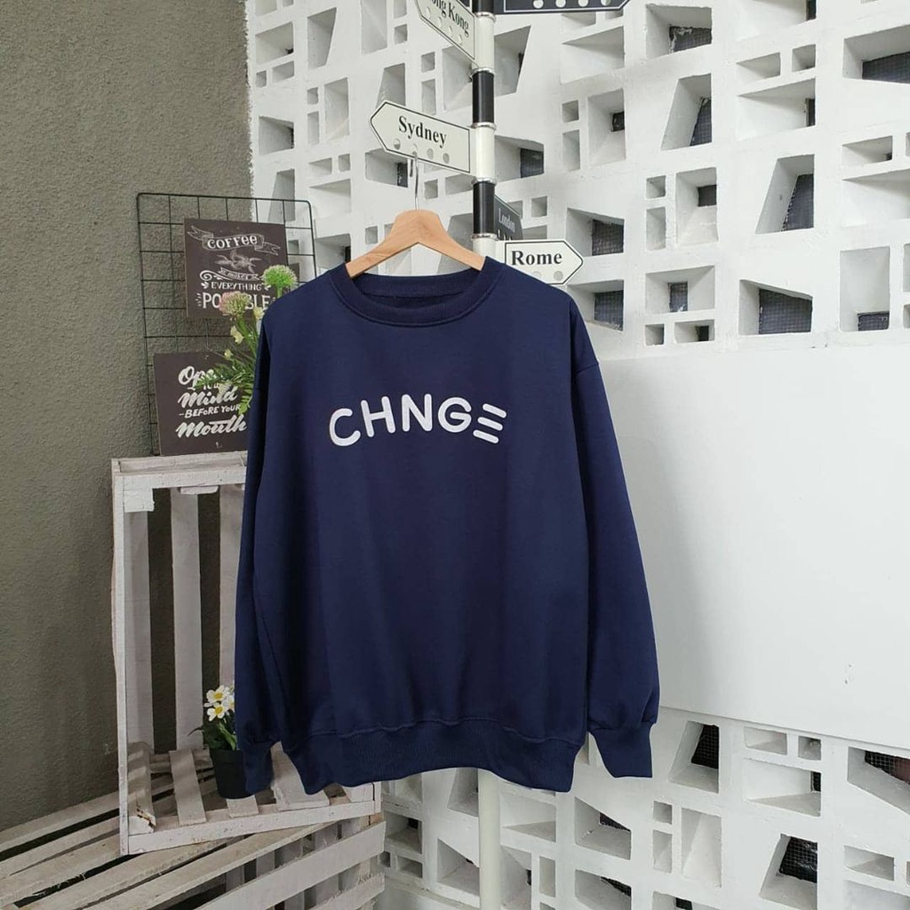 Change Sweater Remaja Pria Wanita Sweatshirt XXL Gaya Trendy Bahan Fleece