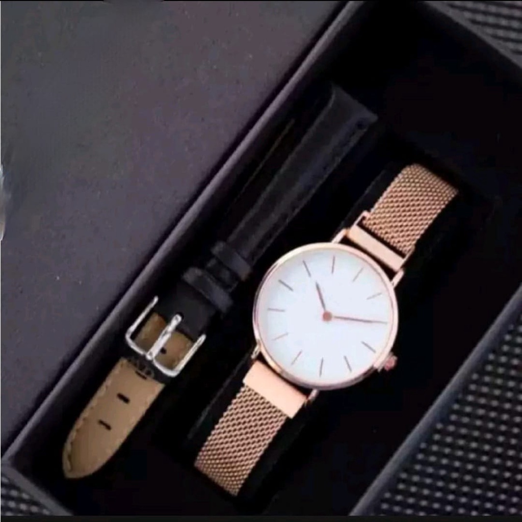 [SS-✅COD] JAM TANGAN WANITA ELEGAN PREMIUM DE  STRAP MAGNET SET FREE BOX +TALI CADANGAN