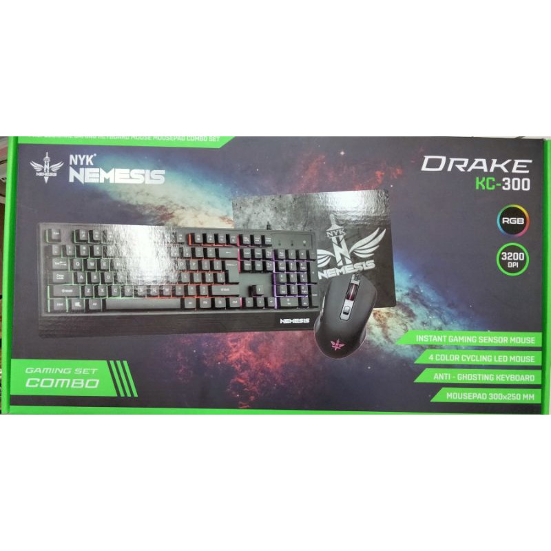 NYK KC-300|KC300 DRAKE Keyboard Mouse GAMING Combo Rainbow Back Light - Full Size