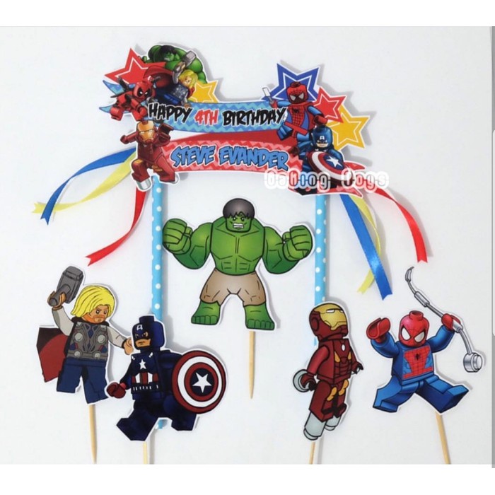Topper Cake Birthday Avengers Lego