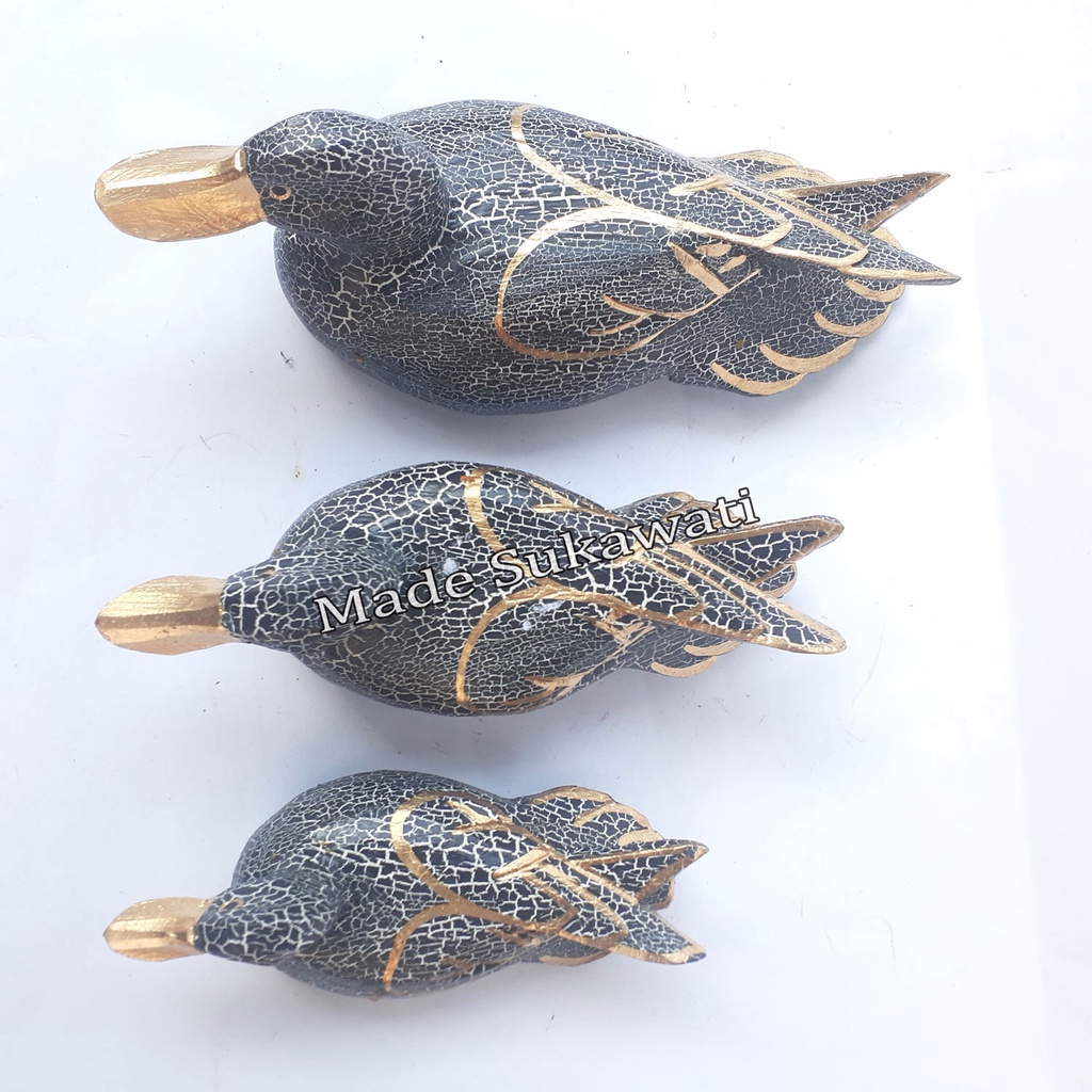 Pajangan patung Bebek Kayu Bali 1set isi 3pcs kerajinan tangan dekorasi hiasan