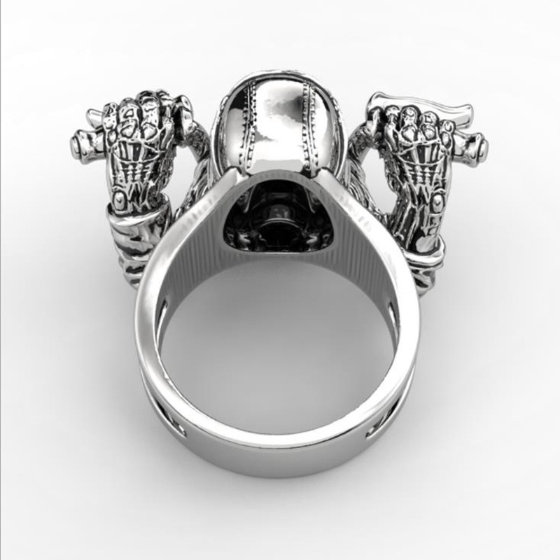 Retro Lokomotif Pesta Tengkorak Berjenggot Pria Cincin/Aksesoris Perhiasan Fashion