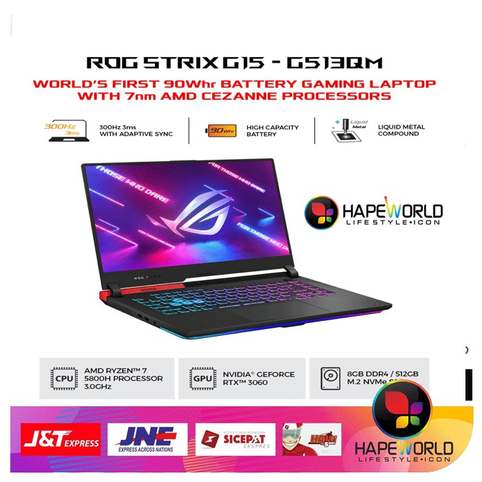 Asus ROG G513QM R736D6T-O Ryzen 7 5800H 16GB 512ssd RTX3060 6GB 300HZ