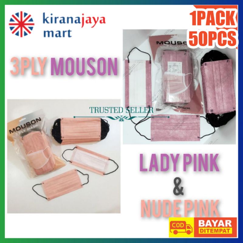 Masker Mouson 3Ply Isi 50Pcs/Box Mask Earloop