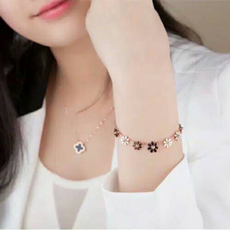 GG Gelang Tangan seRangkai Bunga Daisy Titanium