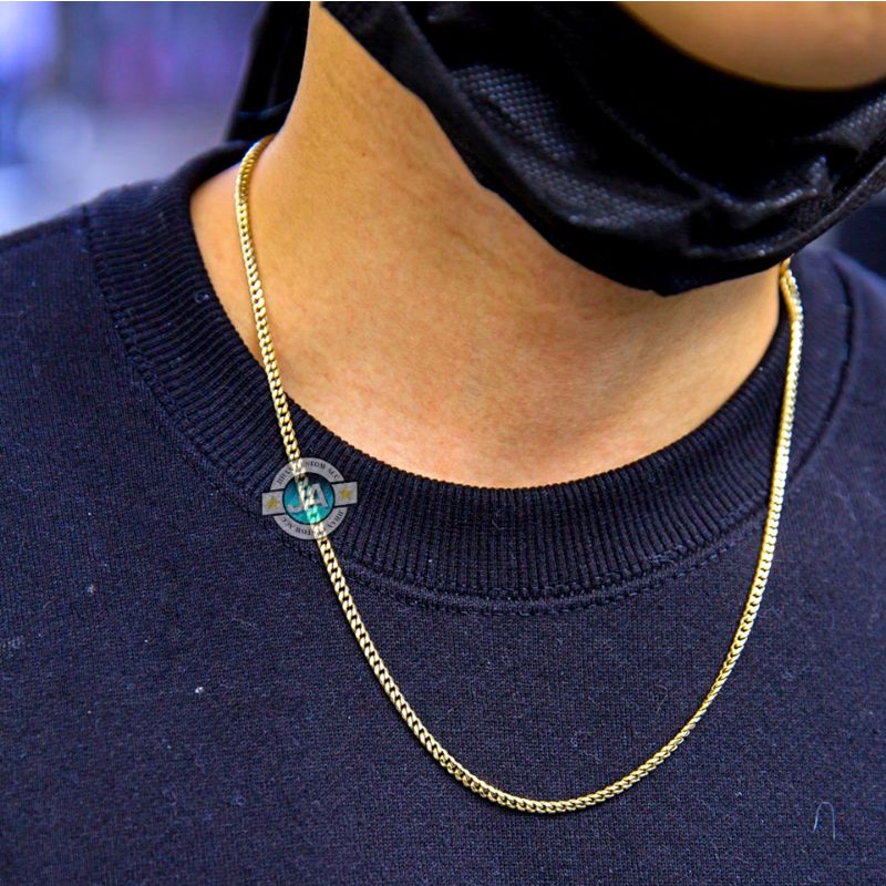 Kalung Pria Rantai Asli Titanium Gold Emas Anti Karat Steel Cowok Cewek Laki Laki Panjang