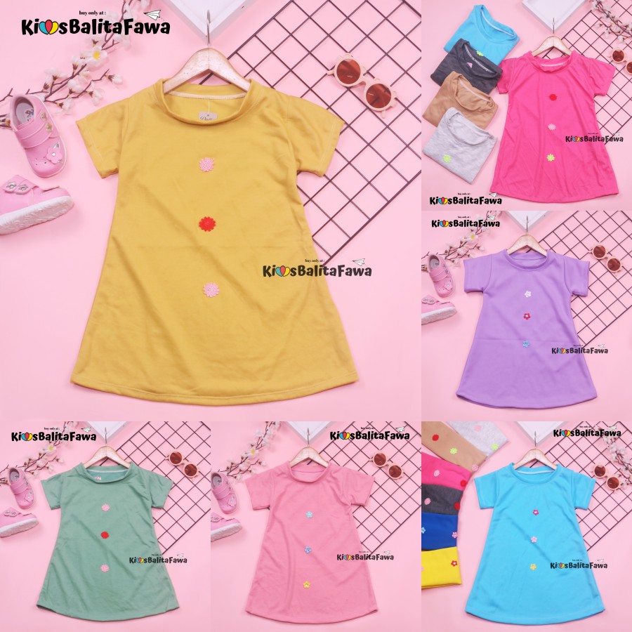 Dress Tasya uk 3-4 Tahun / Dres Lengan Pendek Baju Balita Cewek Tunik Anak Perempuan Blouse Atasan