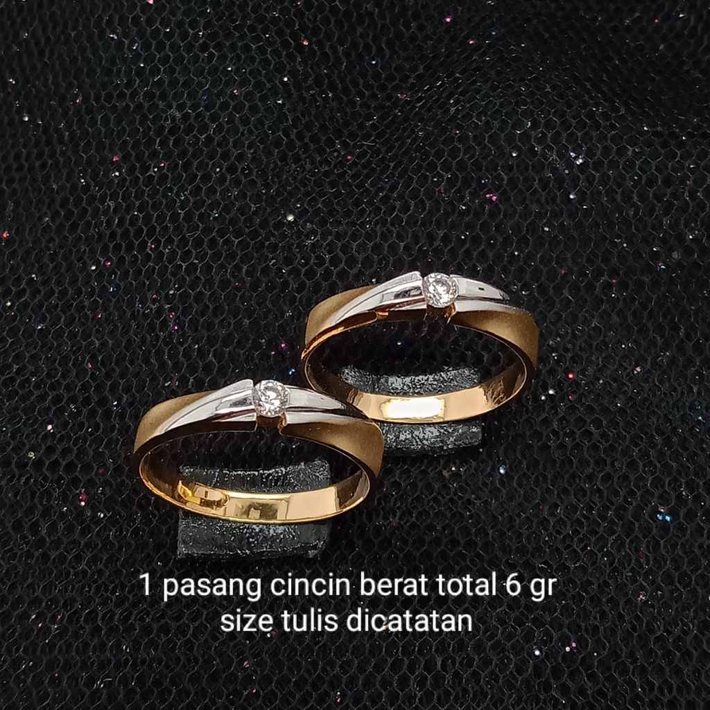 Cincin nikah Emas 17K - 1 Pasang 6 gr Kadar 750 - 88