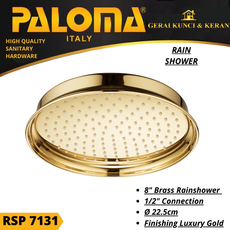 RAIN SHOWER PALOMA RSP 7131 8&quot; GOLD EMAS KEPALA SHOWER MANDI BRASS