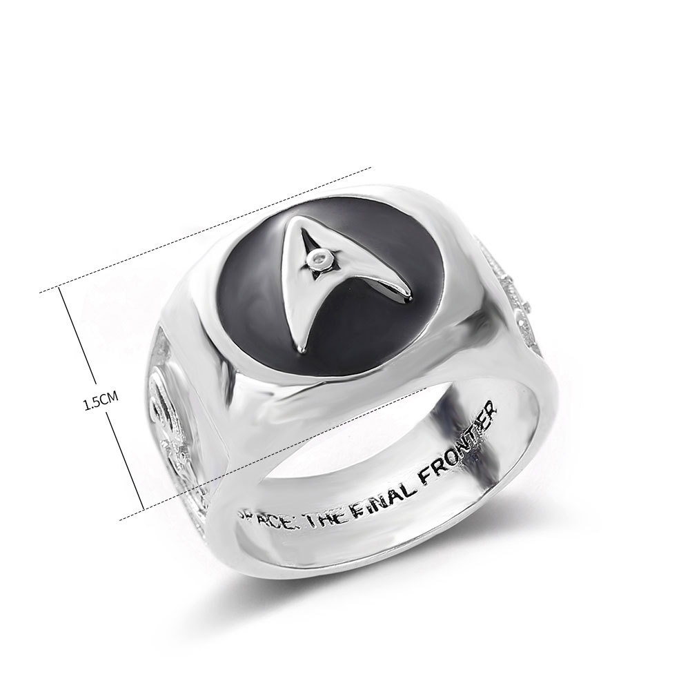Cincin Desain Star Trek Star Trek American Starship Enterprise Bahan Silver 925 Untuk Pria
