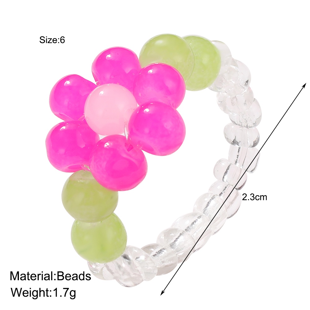 Fashion Colorful Beads Ring Korean Floral Pearl Rings Women Jewelry Accessories Gift