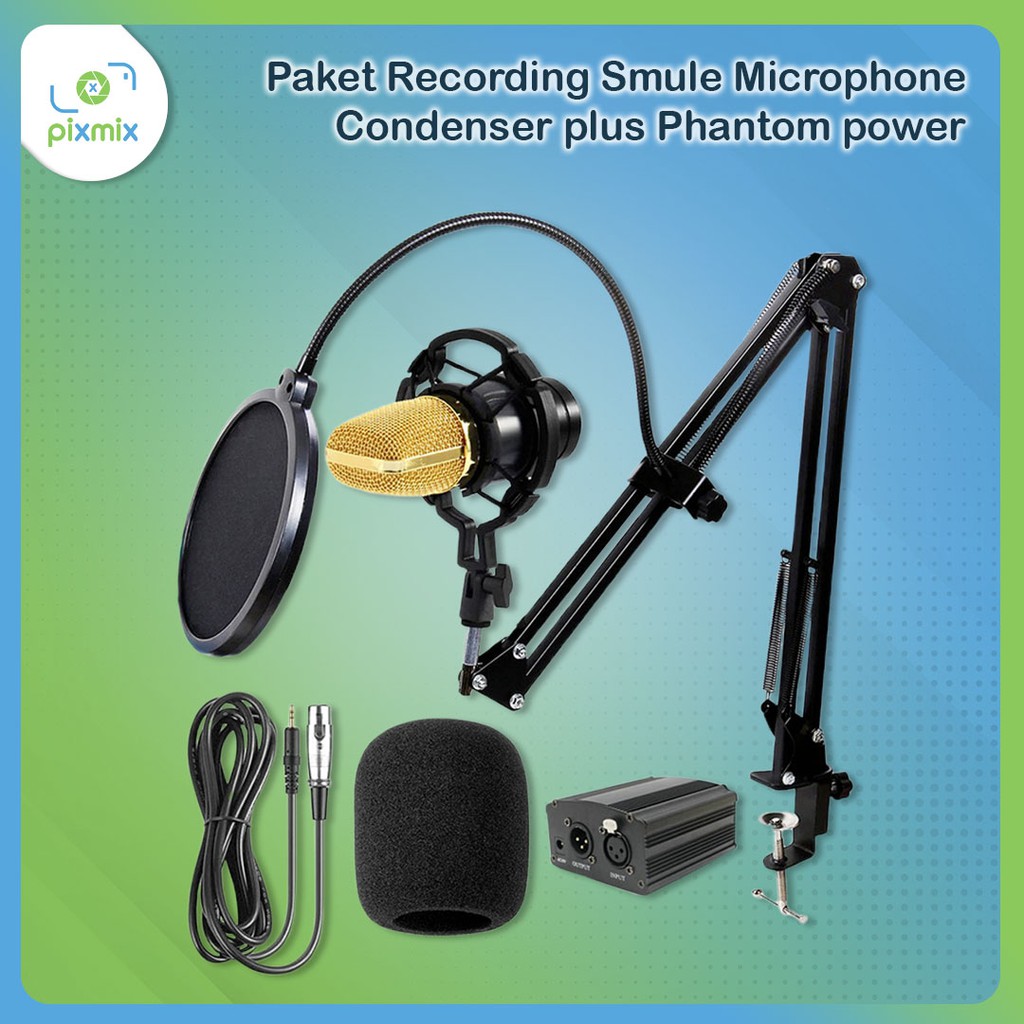Paket Recording Smule Microphone Condenser + Phantom power