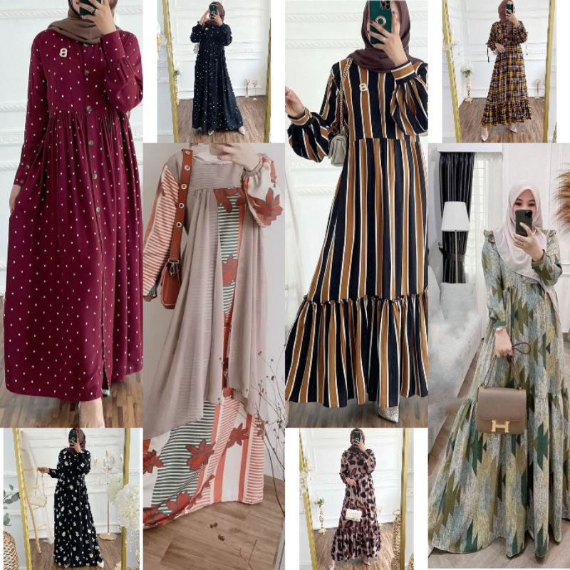 KIRANAOFFICIAL - ( COD ) SABRINA POLKA DRESS RAYON VISCOSE