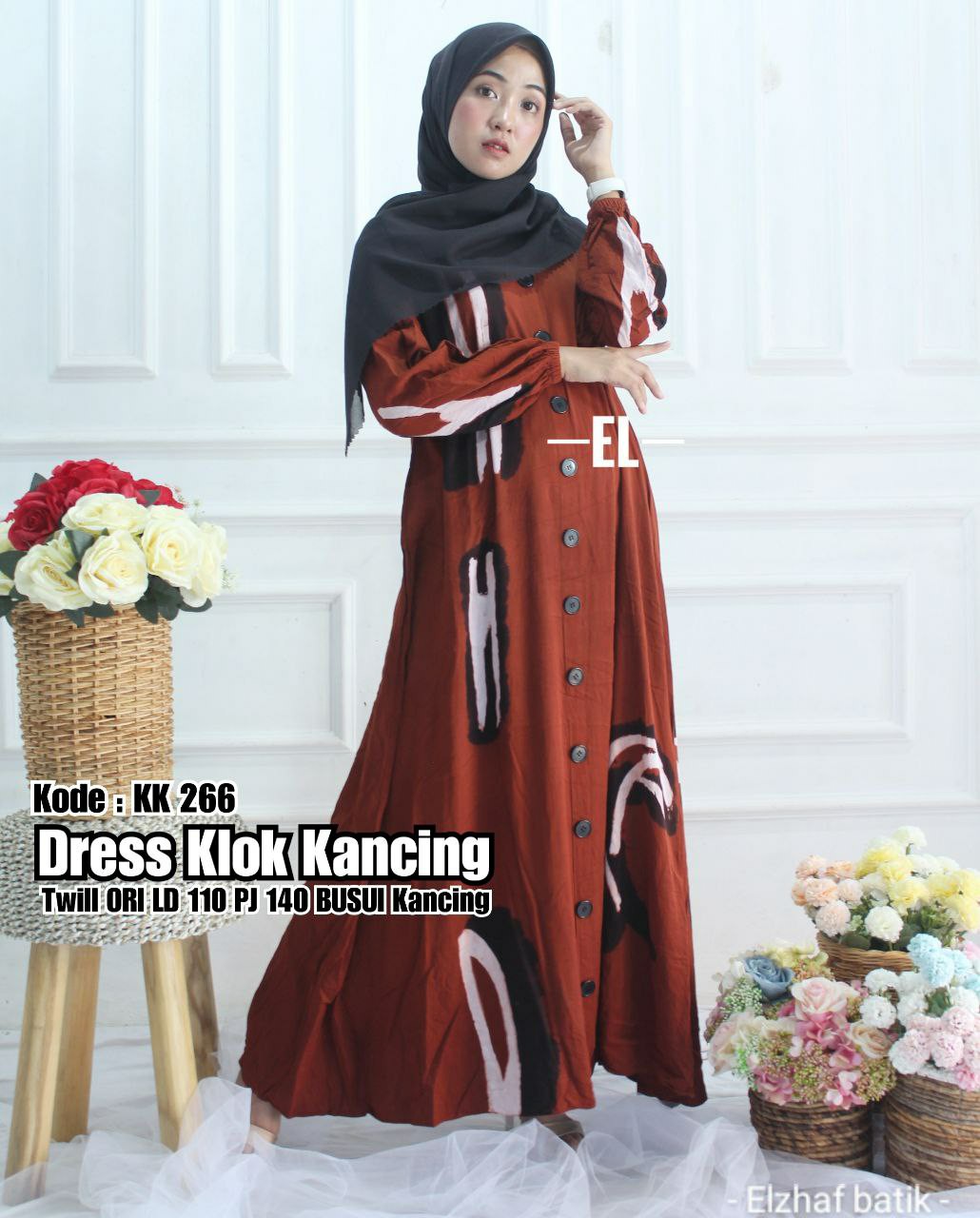Rka-71 Gamis Twill Ori Batik Elzhaf Size M
