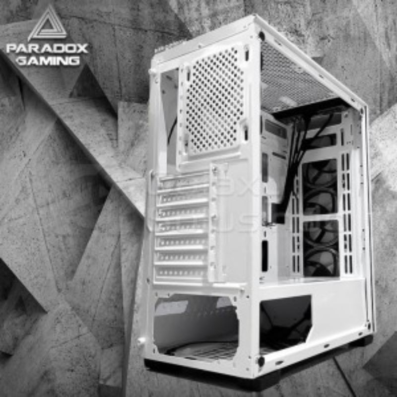 Casing PC Paradox Gaming Loudwire Putih ATX TEMPERED GLASS