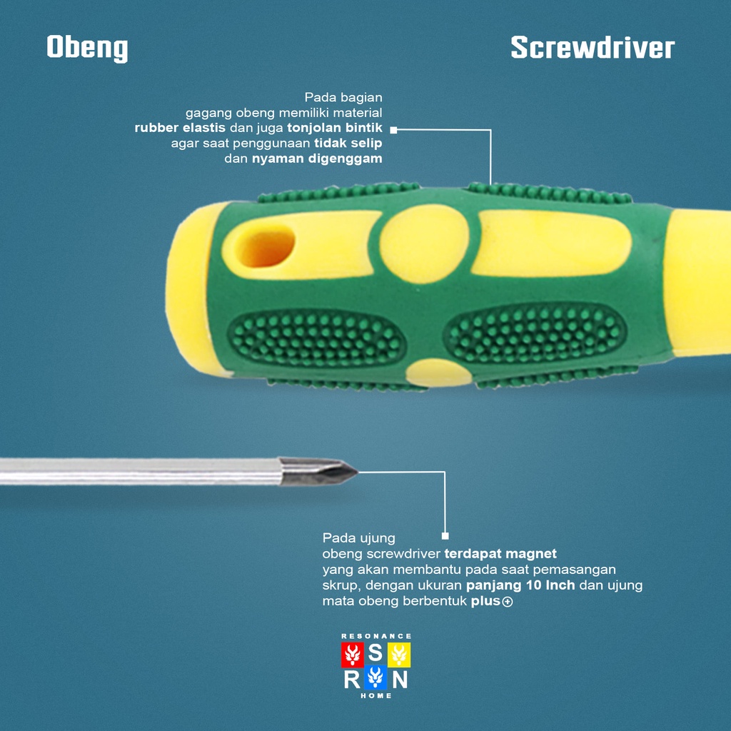 Obeng Karet Radio Panjang 10 Inch / Obeng Magnet Multifungsi