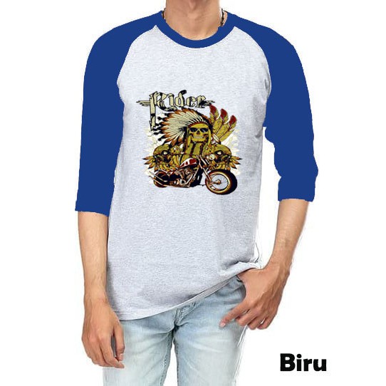 Kaos Raglan Abu Muda M61 Gambar Indian Lengan 3/4