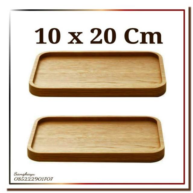 Wooden serving tray 10x20cm Wooden coaster tatakan piring kayu nampan