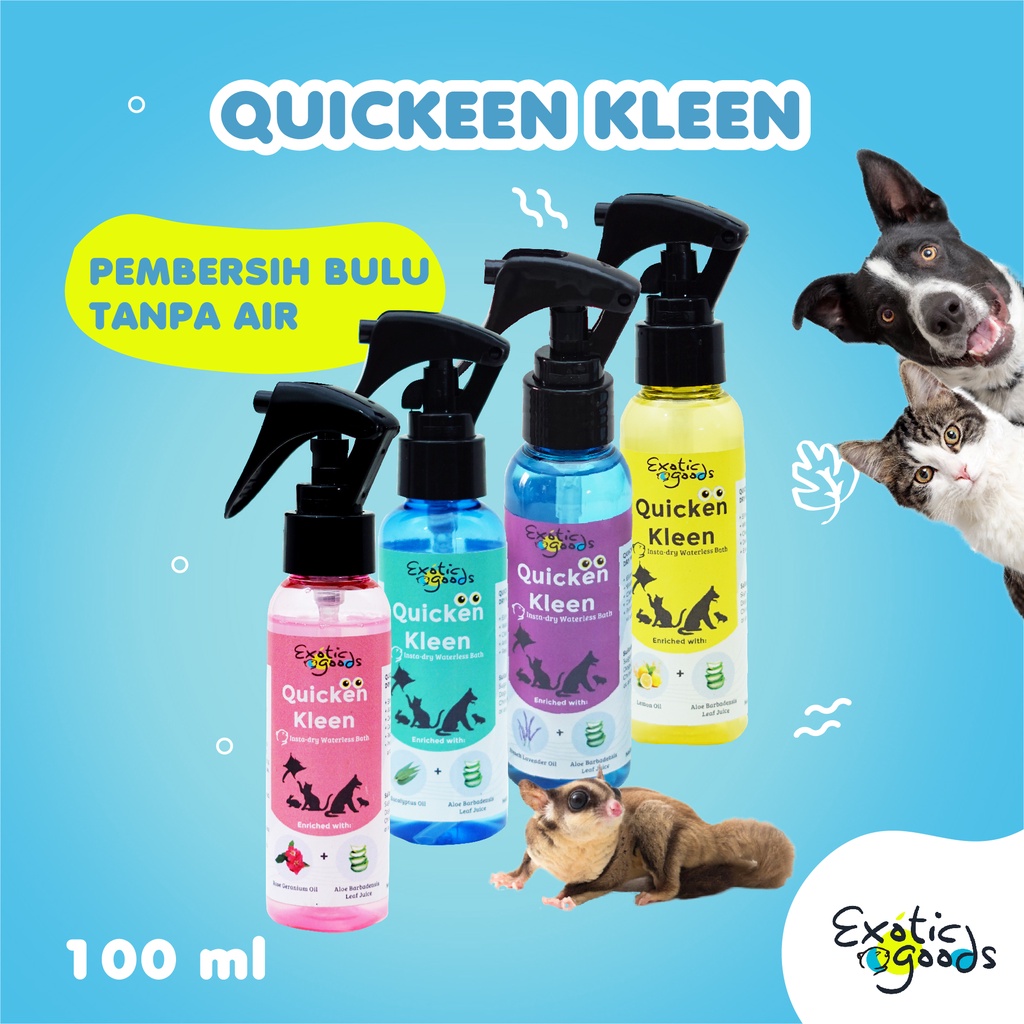 EXOTICGOODS QUICKEN KLEEN 100ml PEMBERSIH SUGAR GLIDER PEMBERSIH HEWAN GROOMING SUGAR GLIDER DRY SHAMPOO HEWAN