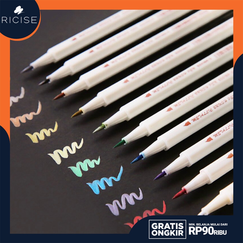 

RICISE - Pen Brush Metalik Untuk Menggambar Scrapbook DIY Pen Spidol Warna Pena Kuas Metalik Kaligrafi Dekor - STA26