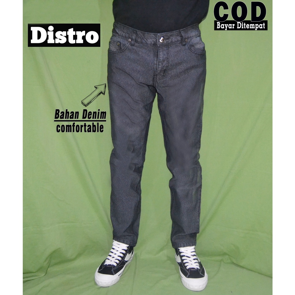 Celana heyho jakcloth Denim Panjang HItam Distro High Quality / Pria / Wanita / Jeans / Bawahan / ce