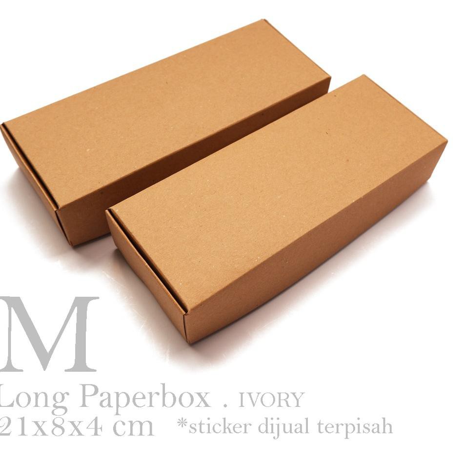 

[HARGA 10pcs] LONG PAPERBOX M / MEDIUM SIZE (21x8x4 cm) BROWN KRAFT/ PAPER BOX / PAPER PACKAGING