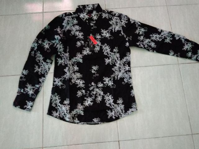 Odza Baju Kemeja Batik Slim Fit Pria Kasual Lengan Panjang