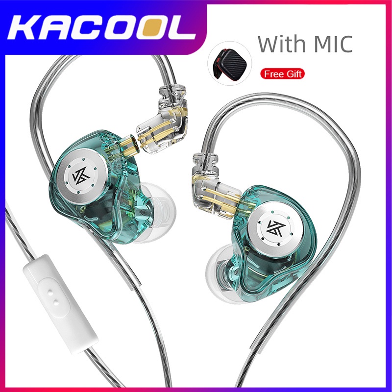 KZ EDX Pro Basshead Earphone with Mic Earphones Dynamic Driver HIFI Bass In Ear Monitor Stage Monitoring IEM Single Driver Earphone Kotak penyimpanan earphone gratis-EDX Pro-Cyan