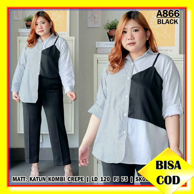 Kemeja Oversize Hem Jumbo Besar Korea Cewek Kekinian Big Size Union11 - Kemeja Wanita Xxxl / Kemej